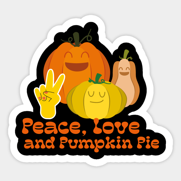 Peace, Love, and Pumpkin Pie Hippie Gnome Thanksgiving Sticker by TV Dinners